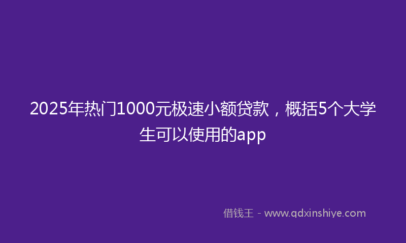 2025年热门1000元极速小额贷款，概括5个大学生可以使用的app