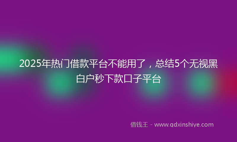 2025年热门借款平台不能用了，总结5个无视黑白户秒下款口子平台
