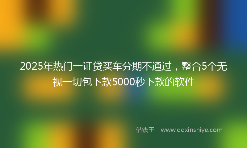 2025年热门一证贷买车分期不通过，整合5个无视一切包下款5000秒下款的软件