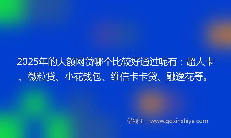 2025年的大额网贷哪个比较好通过呢有：超人卡、微粒贷、小花钱包、维信卡卡贷、融逸花等。