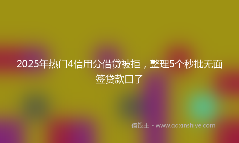 2025年热门4信用分借贷被拒，整理5个秒批无面签贷款口子