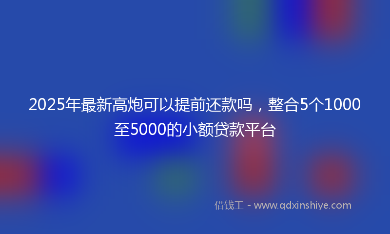 2025年最新高炮可以提前还款吗，整合5个1000至5000的小额贷款平台