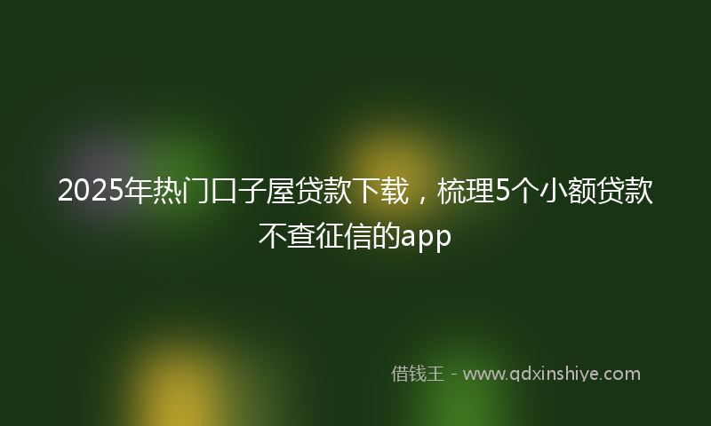 2025年热门口子屋贷款下载，梳理5个小额贷款不查征信的app
