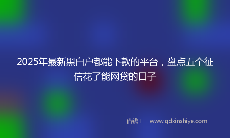 2025年最新黑白户都能下款的平台，盘点五个征信花了能网贷的口子