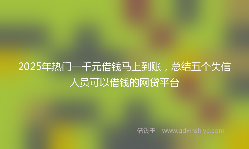 2025年热门一千元借钱马上到账，总结五个失信人员可以借钱的网贷平台