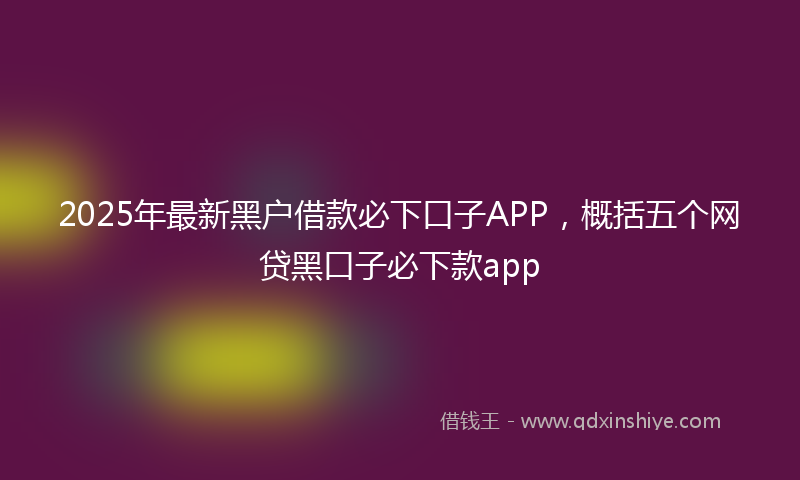 2025年最新黑户借款必下口子APP，概括五个网贷黑口子必下款app
