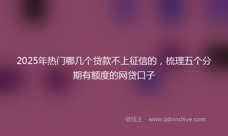 2025年热门哪几个贷款不上征信的，梳理五个分期有额度的网贷口子