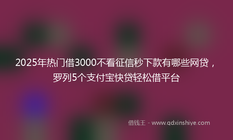 2025年热门借3000不看征信秒下款有哪些网贷，罗列5个支付宝快贷轻松借平台