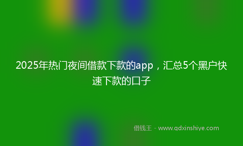 2025年热门夜间借款下款的app，汇总5个黑户快速下款的口子