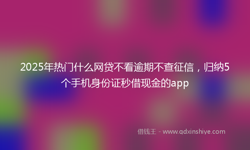 2025年热门什么网贷不看逾期不查征信，归纳5个手机身份证秒借现金的app
