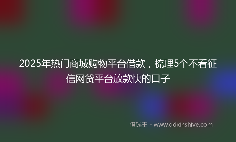 2025年热门商城购物平台借款，梳理5个不看征信网贷平台放款快的口子