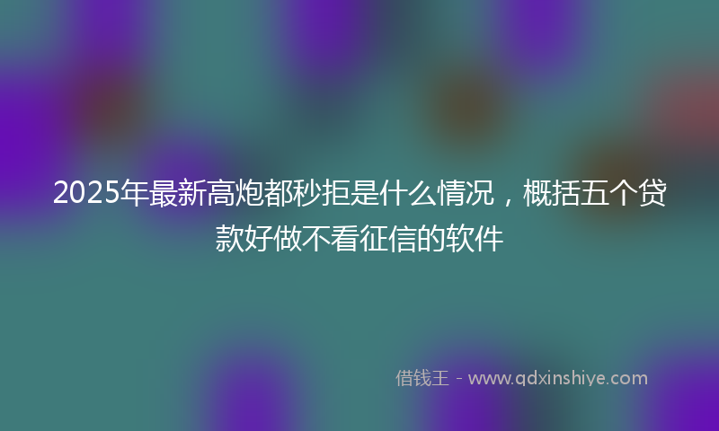 2025年最新高炮都秒拒是什么情况，概括五个贷款好做不看征信的软件