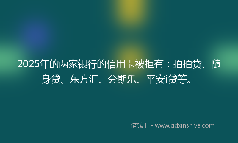 2025年的两家银行的信用卡被拒有：拍拍贷、随身贷、东方汇、分期乐、平安i贷等。