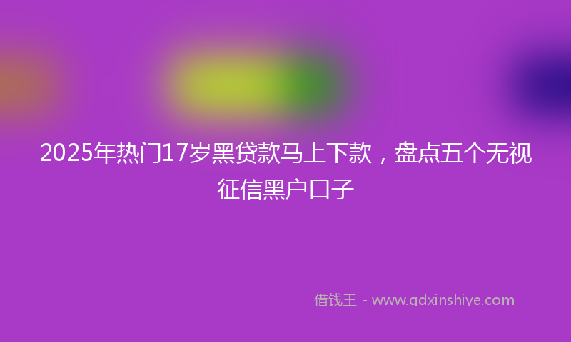 2025年热门17岁黑贷款马上下款，盘点五个无视征信黑户口子