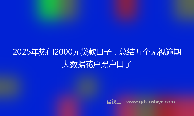 2025年热门2000元贷款口子，总结五个无视逾期大数据花户黑户口子
