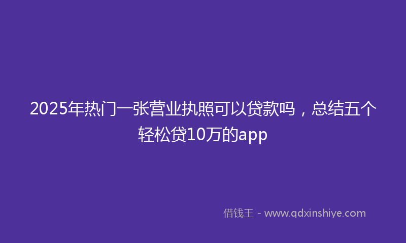 2025年热门一张营业执照可以贷款吗，总结五个轻松贷10万的app