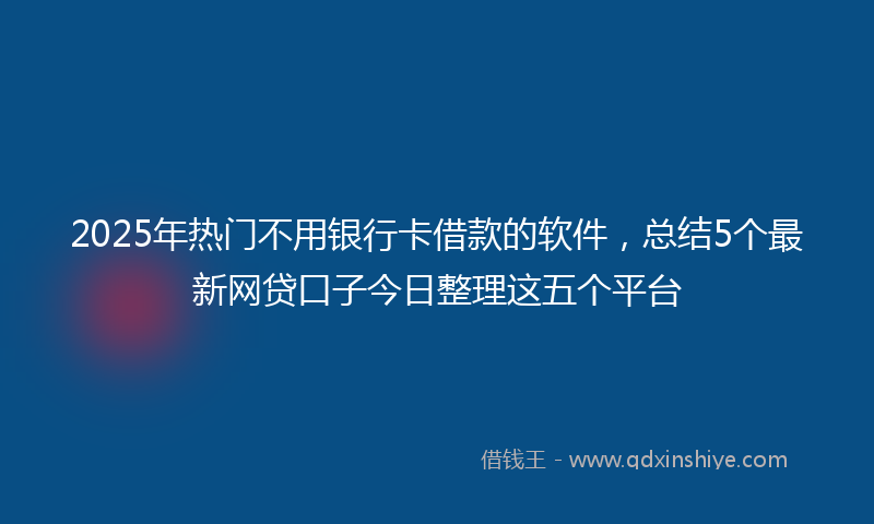 2025年热门不用银行卡借款的软件，总结5个最新网贷口子今日整理这五个平台