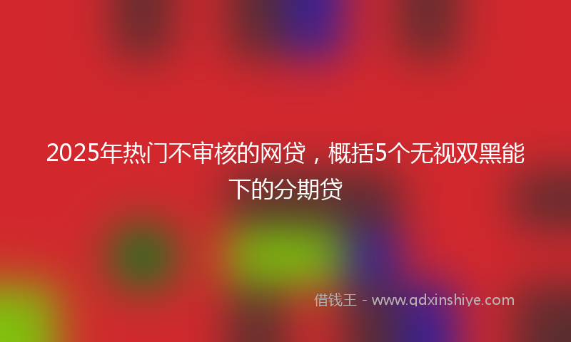 2025年热门不审核的网贷，概括5个无视双黑能下的分期贷