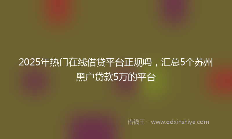 2025年热门在线借贷平台正规吗，汇总5个苏州黑户贷款5万的平台