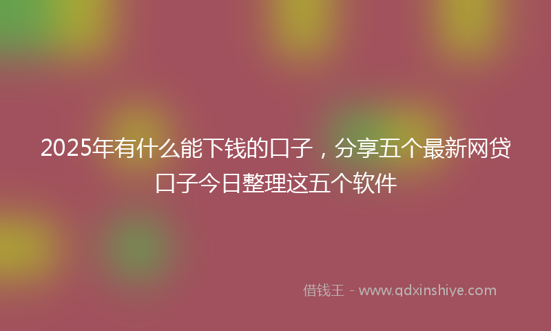 2025年有什么能下钱的口子，分享五个最新网贷口子今日整理这五个软件