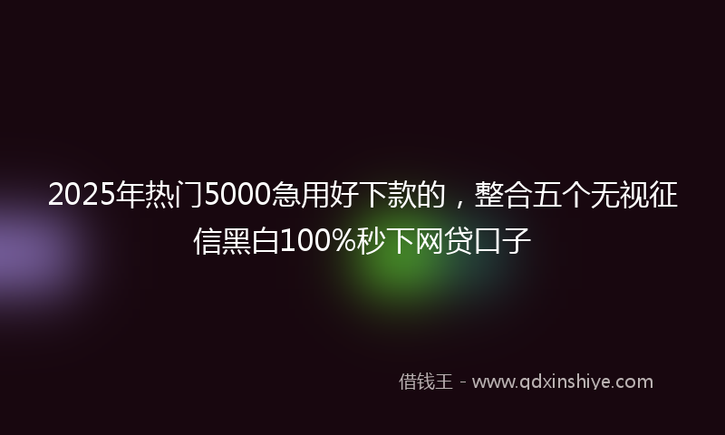 2025年热门5000急用好下款的，整合五个无视征信黑白100%秒下网贷口子