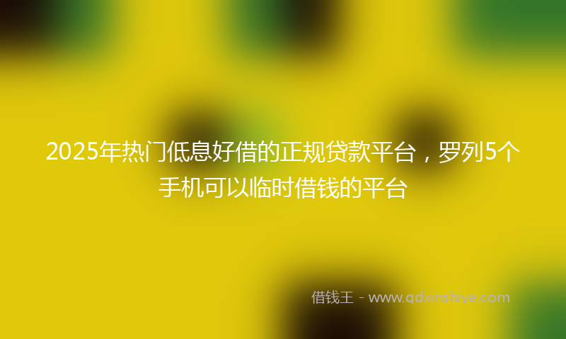 2025年热门低息好借的正规贷款平台,罗列5个手机可以临时借钱的平台