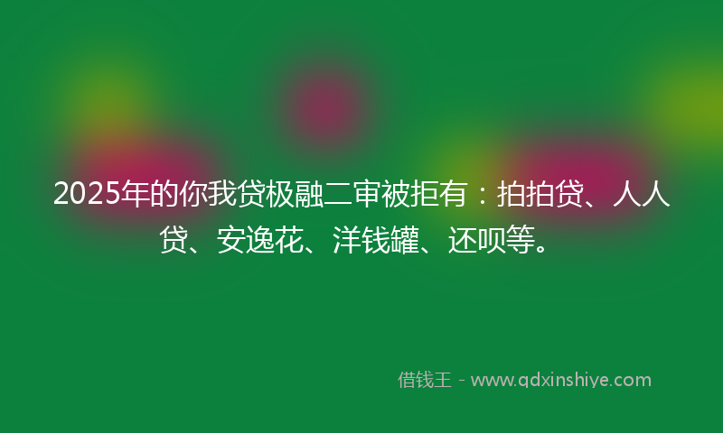 2025年的你我贷极融二审被拒有：拍拍贷、人人贷、安逸花、洋钱罐、还呗等。