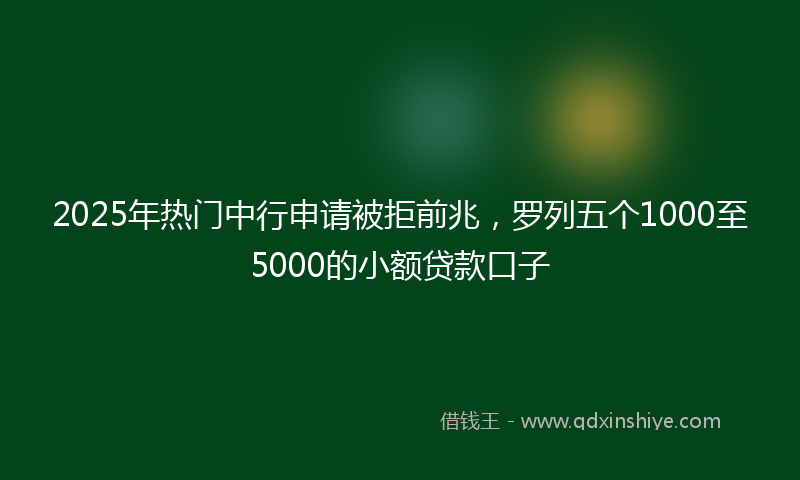 2025年热门中行申请被拒前兆，罗列五个1000至5000的小额贷款口子
