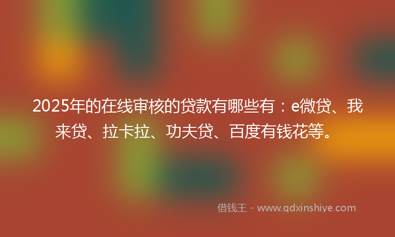2025年的在线审核的贷款有哪些有：e微贷、我来贷、拉卡拉、功夫贷、百度有钱花等。