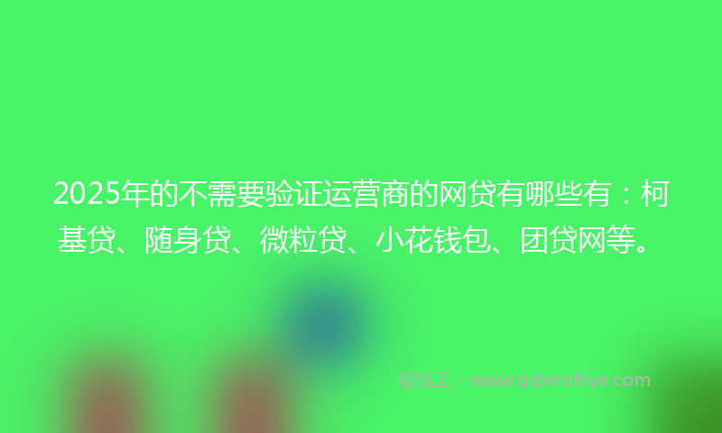 2025年的不需要验证运营商的网贷有哪些有：柯基贷、随身贷、微粒贷、小花钱包、团贷网等。