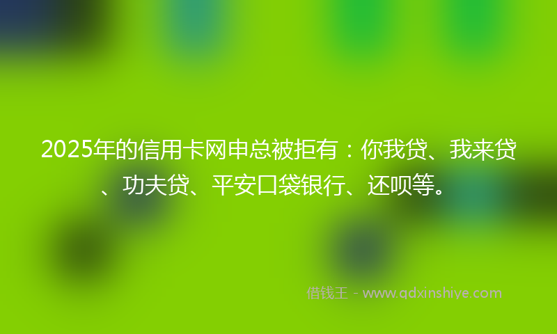 2025年的信用卡网申总被拒有:你我贷、我来贷、功夫贷、平安口袋银行、还呗等。