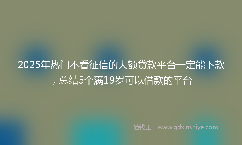 2025年热门不看征信的大额贷款平台一定能下款，总结5个满19岁可以借款的平台