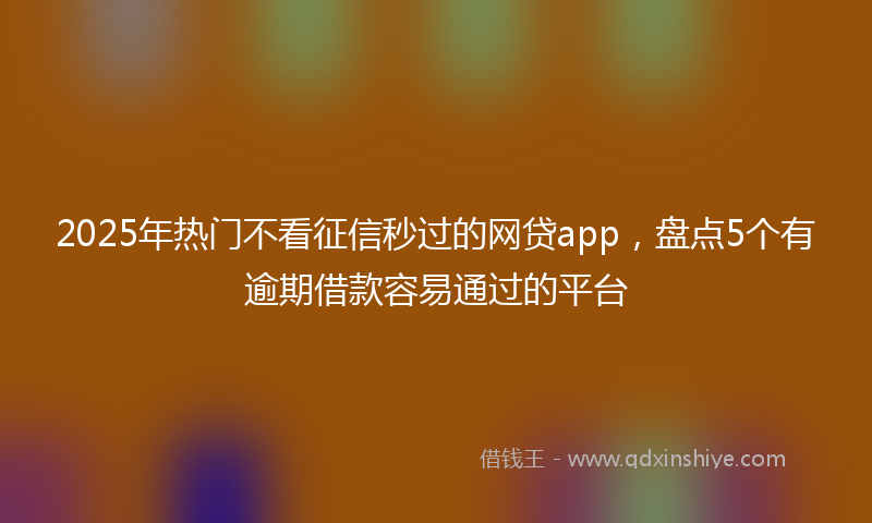 2025年热门不看征信秒过的网贷app，盘点5个有逾期借款容易通过的平台