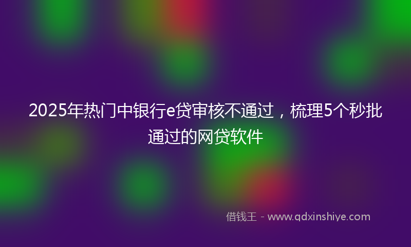 2025年热门中银行e贷审核不通过，梳理5个秒批通过的网贷软件