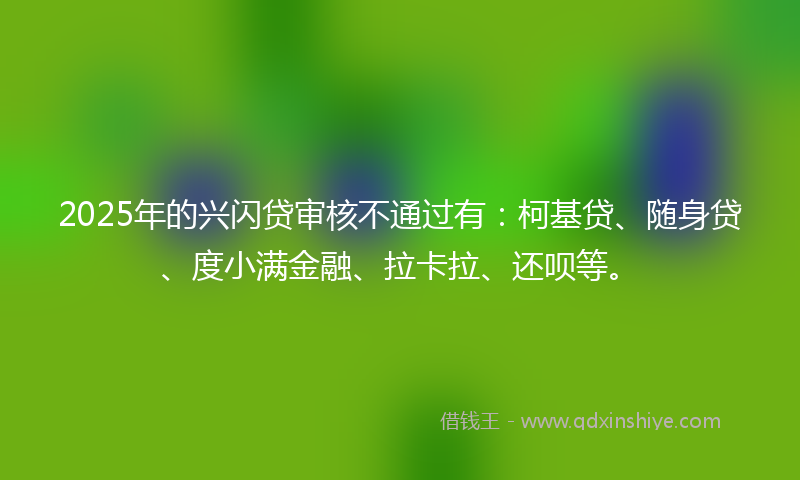 2025年的兴闪贷审核不通过有：柯基贷、随身贷、度小满金融、拉卡拉、还呗等。