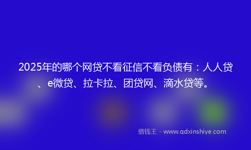 2025年的哪个网贷不看征信不看负债有：人人贷、e微贷、拉卡拉、团贷网、滴水贷等。