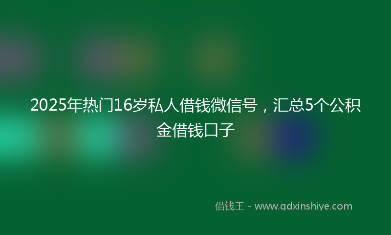 2025年热门16岁私人借钱微信号，汇总5个公积金借钱口子
