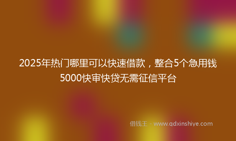 2025年热门哪里可以快速借款，整合5个急用钱5000快审快贷无需征信平台