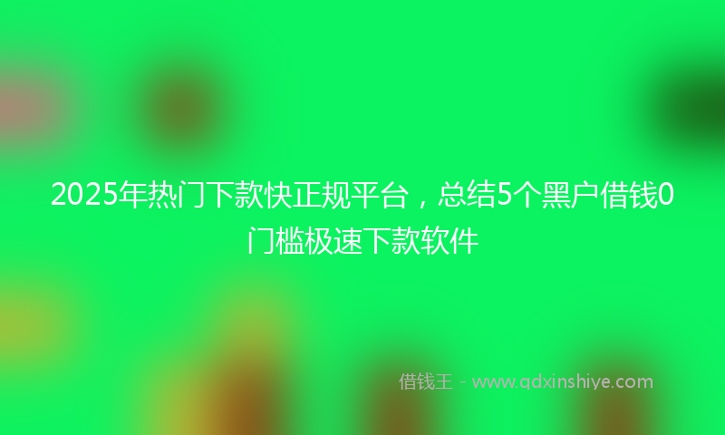 2025年热门下款快正规平台，总结5个黑户借钱0门槛极速下款软件