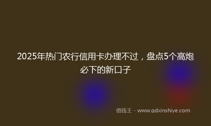 2025年热门农行信用卡办理不过，盘点5个高炮必下的新口子