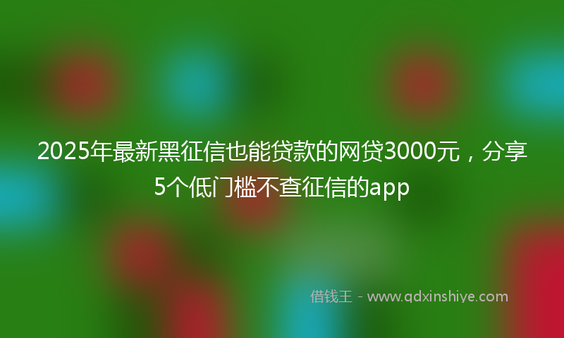 2025年最新黑征信也能贷款的网贷3000元，分享5个低门槛不查征信的app