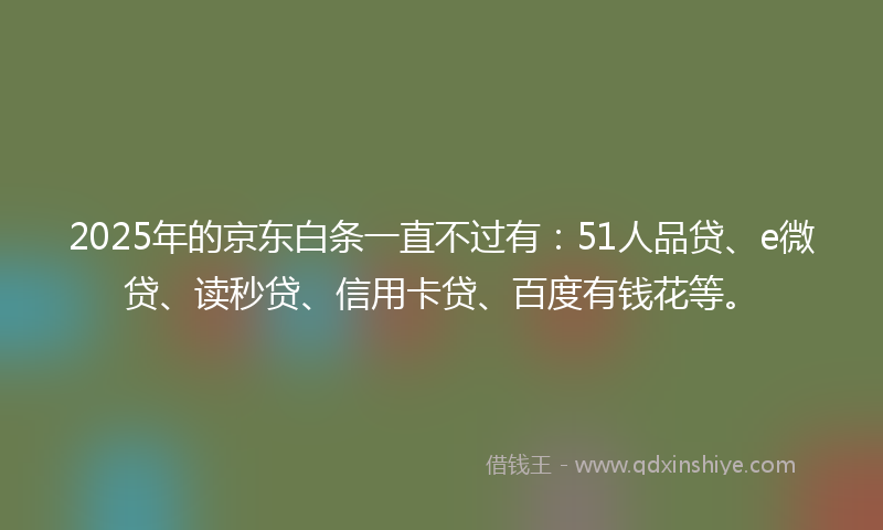 2025年的京东白条一直不过有：51人品贷、e微贷、读秒贷、信用卡贷、百度有钱花等。