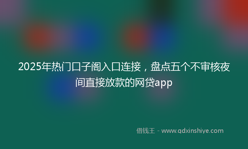 2025年热门口子阁入口连接，盘点五个不审核夜间直接放款的网贷app