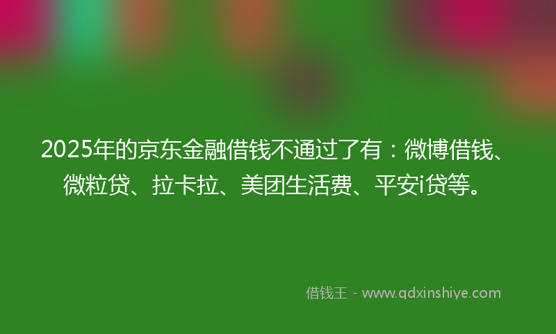 2025年的京东金融借钱不通过了有：微博借钱、微粒贷、拉卡拉、美团生活费、平安i贷等。