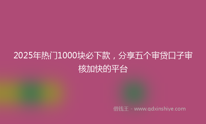 2025年热门1000块必下款，分享五个审贷口子审核加快的平台