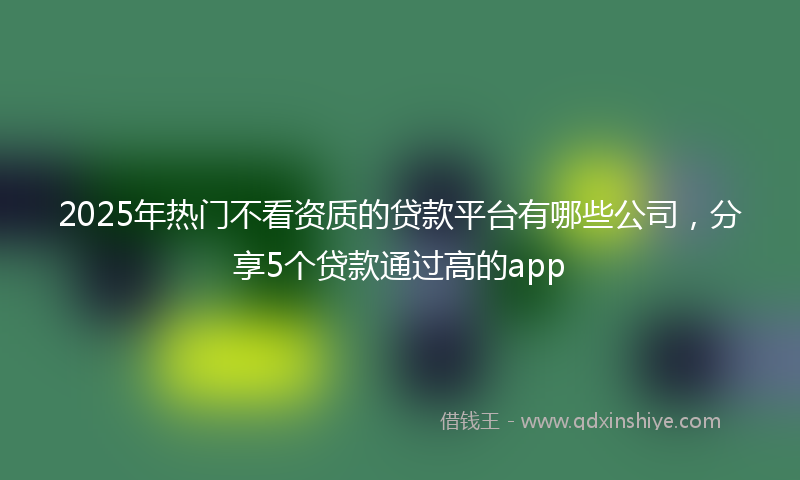 2025年热门不看资质的贷款平台有哪些公司，分享5个贷款通过高的app