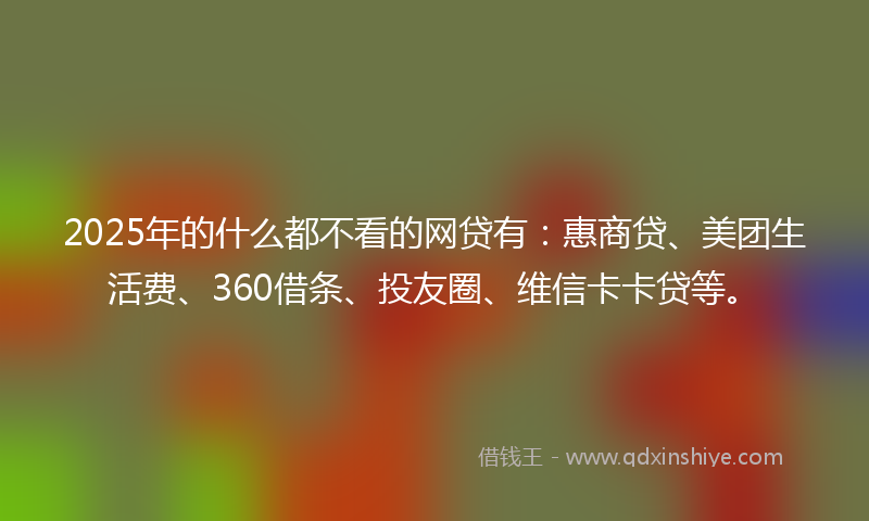 2025年的什么都不看的网贷有：惠商贷、美团生活费、360借条、投友圈、维信卡卡贷等。