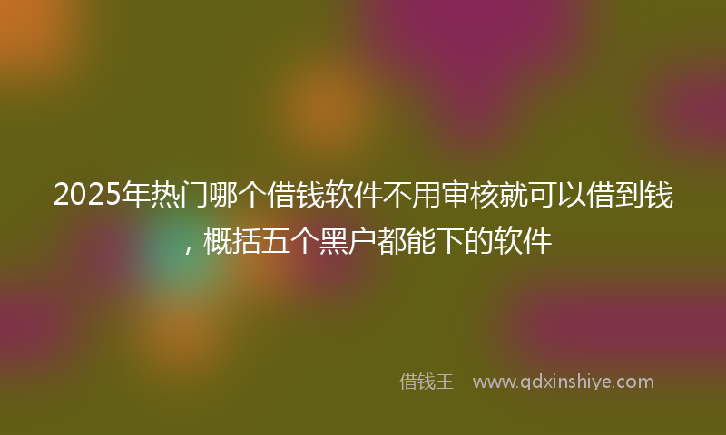 2025年热门哪个借钱软件不用审核就可以借到钱，概括五个黑户都能下的软件