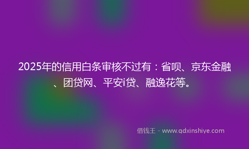 2025年的信用白条审核不过有：省呗、京东金融、团贷网、平安i贷、融逸花等。