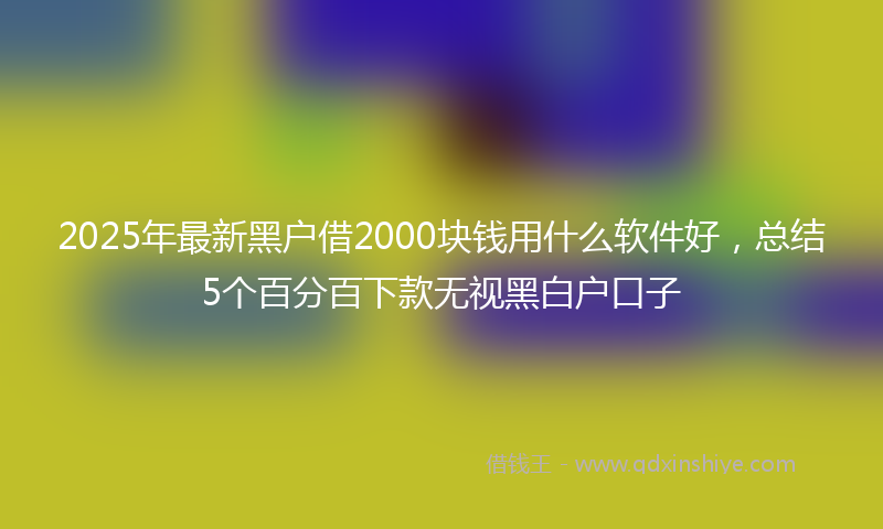 2025年最新黑户借2000块钱用什么软件好，总结5个百分百下款无视黑白户口子